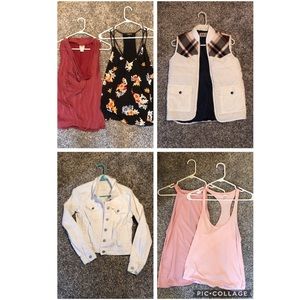 Tanks, Jean jacket, and vest (6 items)